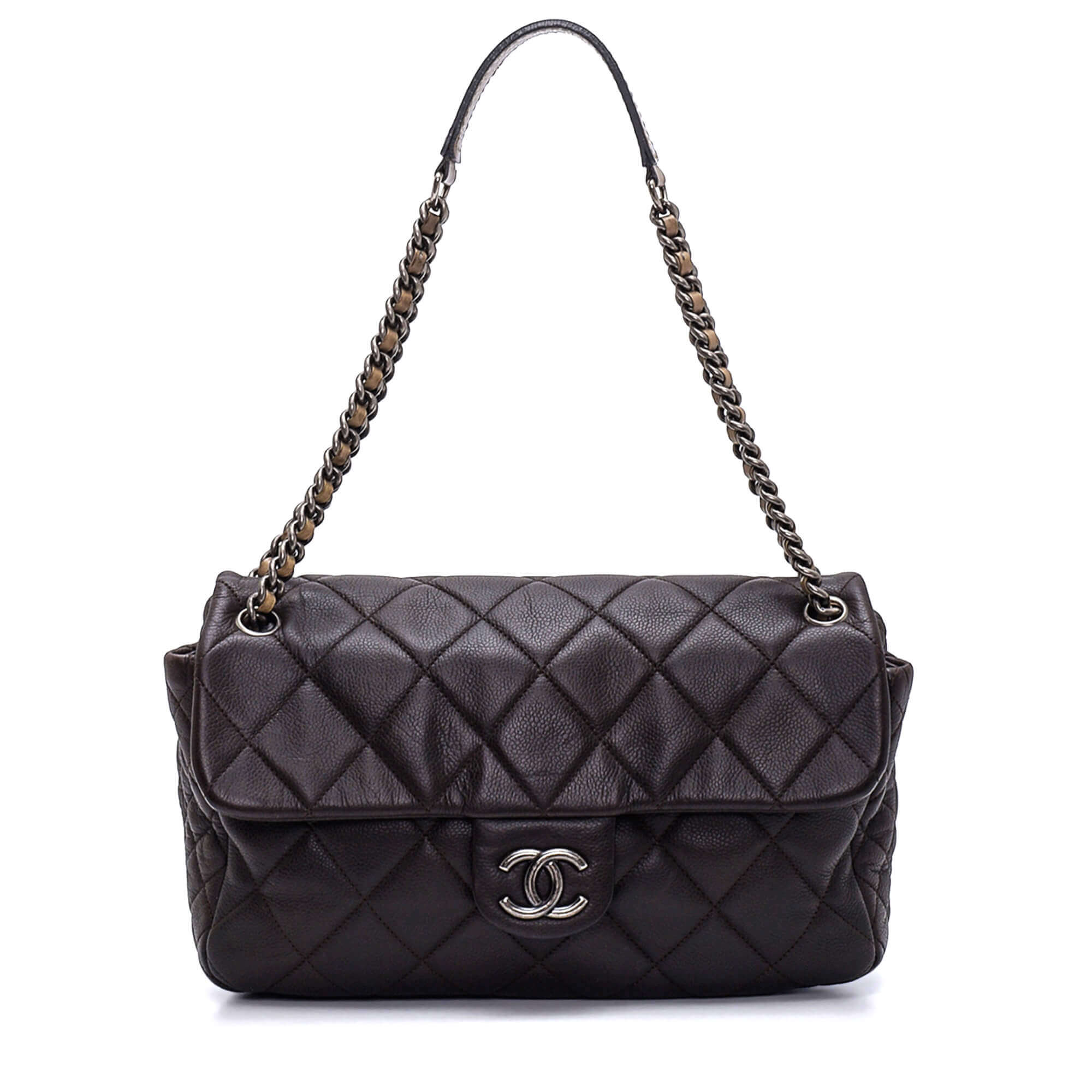 Chanel - Dark Brown Quilted Caviar Leather Flap Bag